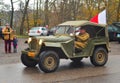 Old Soviet Army GAZ 67 car on a parade Royalty Free Stock Photo