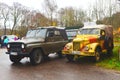 Old Soviet Army GAZ 69 and UAZ 469 cars on a parade Royalty Free Stock Photo