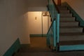 Old soviet dirty dark staircase in an apartment building in dnipro city