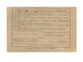 Old Soviet document ticket for violations of traffic rules