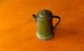 Old soviet green metal kettle.
