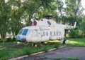 Old soviet helicopter MI-8 at an abandoned aerodrome