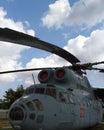 Old Soviet helicopter in an open-air museum in Kiev. Close-up