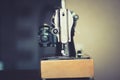 Old Soviet household sewing machine-light textile industry Royalty Free Stock Photo