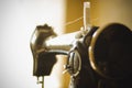 Old Soviet household sewing machine-light textile industry Royalty Free Stock Photo