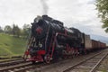 Old Soviet locomotive at the station