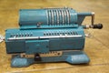 Old Soviet metal mechanical retro calculator adding machine