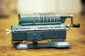 Old Soviet metal mechanical retro calculator adding machine Royalty Free Stock Photo