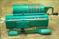 Old Soviet metal mechanical retro calculator adding machine Royalty Free Stock Photo