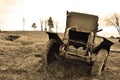 Old soviet military car. Sepia.