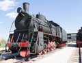 Old Soviet military train locomotive .