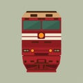 Old soviet passenger train locomotive flat vector illustration