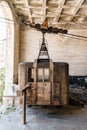 Old soviet rusty and functioning ropeway or cable car cabins in Chiatura Royalty Free Stock Photo