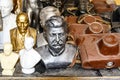 Old Soviet statues and cameras for sale on a market in the bazar of Bukhara, Uzbekistan, Asia