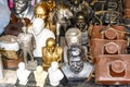 Old Soviet statues and cameras for sale on a market in the bazar of Bukhara, Uzbekistan, Asia