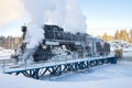 Old Soviet steam locomotive L-3051 on a turntable