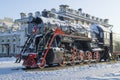 Old Soviet steam locomotive-monument