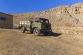 Old Soviet truck standing on the street in the village