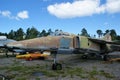 Aviation museum in Latvia. Old Soviet Union military plane. Royalty Free Stock Photo