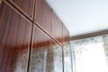 Old soviet vintage brown wardrobe.Old apartment design.