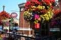 Old Spaghetti Factory restaurant with flowers. Royalty Free Stock Photo