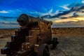 Old Spanish Cannon on the carriage in San Pedro de La Roca fort