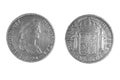 Old Spanish Coin 1821 year Royalty Free Stock Photo