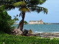 Old Spanish fort seen from a beach at CaraÃÂ±o Puerto Rico Royalty Free Stock Photo