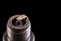 Old spark plug for internal combustion engine. Closeup of a spark jump point Royalty Free Stock Photo