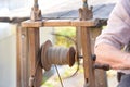 old spinning wheel and bobbin - spindle spinning wheel