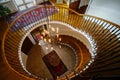 Old spiral staircase in classic russian manor style