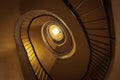 Old spiral staircase in the lighthouse, swirl stair, retro and vintage round indoors architecture.