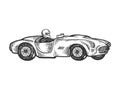 Old sport race car engraving vector illustration