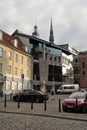 Riga, Latvia, November 2019. Cloudy autumn sky over the town square.