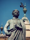 The Old Square in Krakow, Poland and Mickiewicz Monument Royalty Free Stock Photo