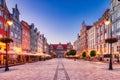 Old Square with Swiety Duch Gate in Gdansk at Dusk, Poland Royalty Free Stock Photo