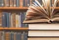 Old stacked books on blurred background Royalty Free Stock Photo