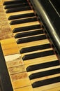 Old & stained piano keys Royalty Free Stock Photo