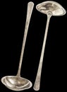 Old Stainless Steel Sauce Ladle Front And Reverse Side Variants Isolated On Black Background Royalty Free Stock Photo