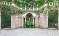 Old staircase in nature. Garden architecture design, green natural path Royalty Free Stock Photo