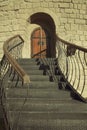 Old staircase on a weathered medieval castle