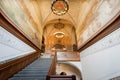 Old stairs and fresco ceiling inside Copenhagen City Hall, built in 1905 in National Romantic style