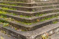 Old stairs overgrown with green moss