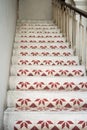 Old stairway in catholic church decorated with geometric pattern Royalty Free Stock Photo