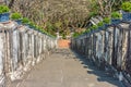 Old stairway decorated with ceramic pot of the Phra Nakhon Khiri