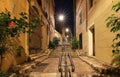 The old stairway in the historic quarter Panier of Marseille in South France at night Royalty Free Stock Photo