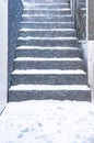 Old stall close texture round stair with snow