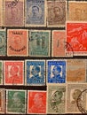 Old stamps, Bulgarian stamps, stamp booklet, stamped yellowed postage stamp