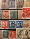 Old stamps, vintage stamps, vintage stamps with stamps from old stock, retro