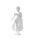 Old standing buddha image statue white stucco isolated on white background , clipping path Royalty Free Stock Photo